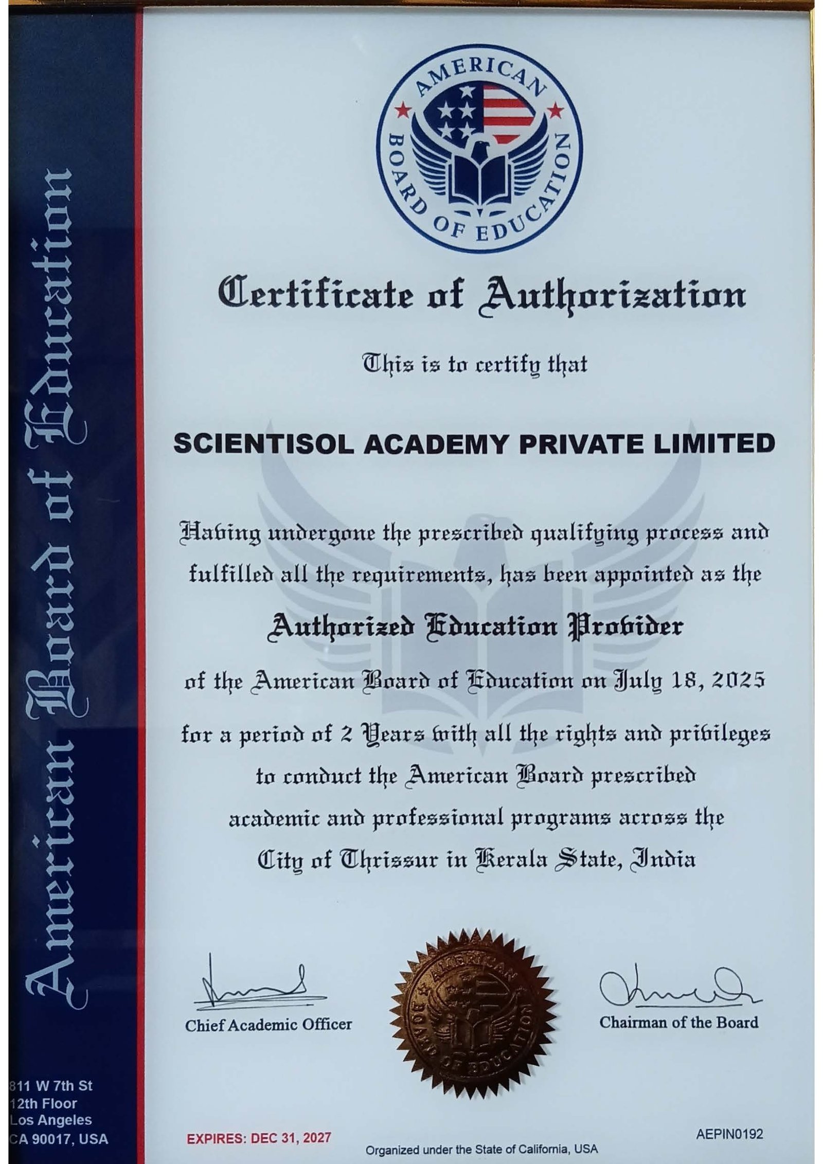 American Board of education _Certificate